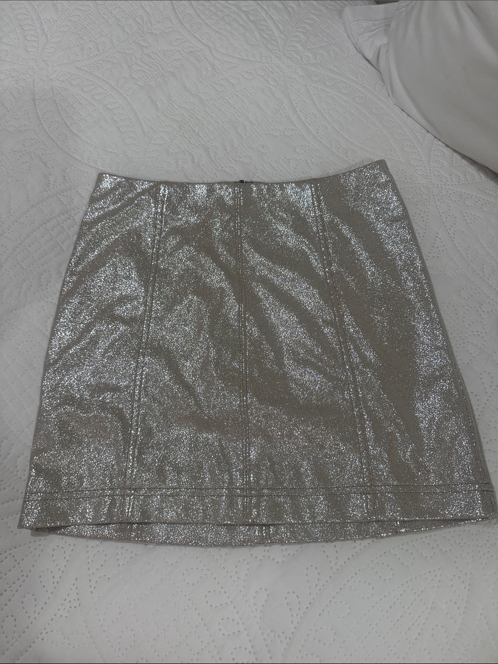 Free People Silver Metallic Mini Skirt